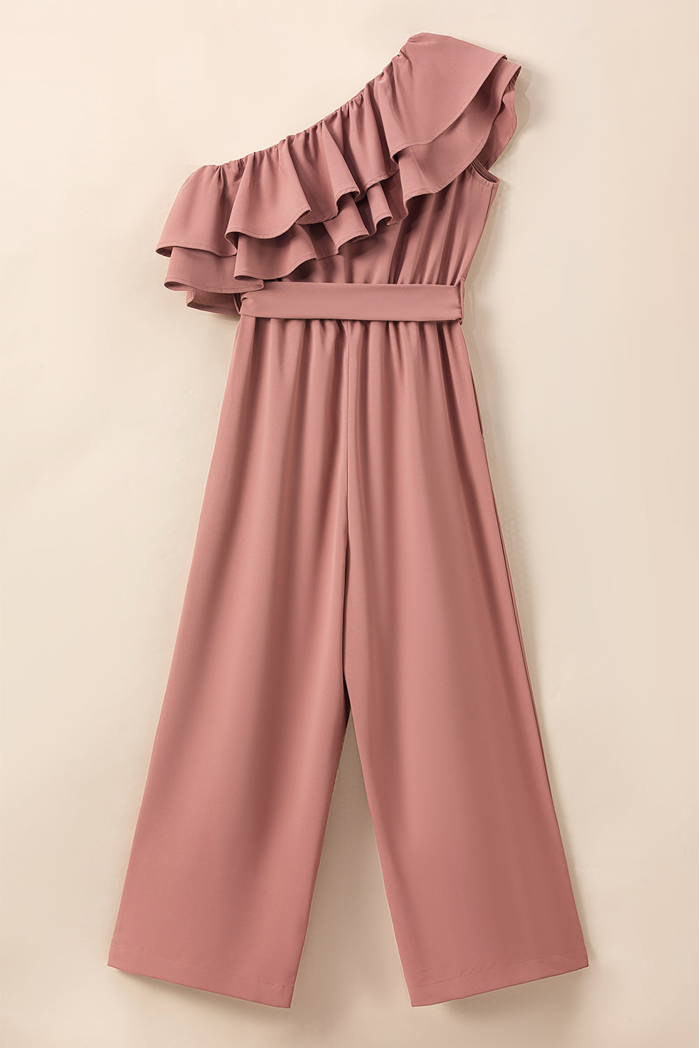 Ruffled Tied One-Shoulder Jumpsuit