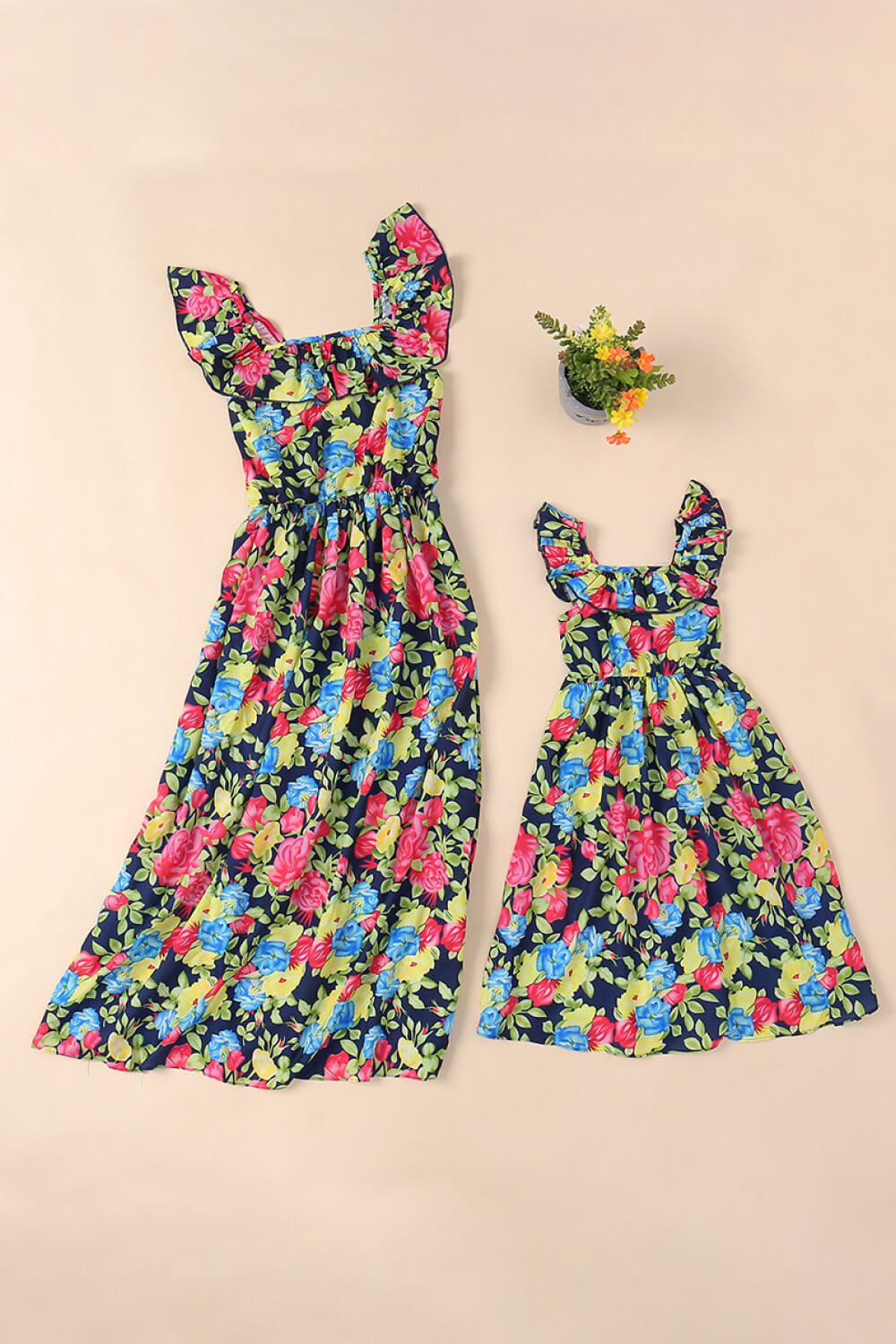 Girls Floral Ruffled Dress